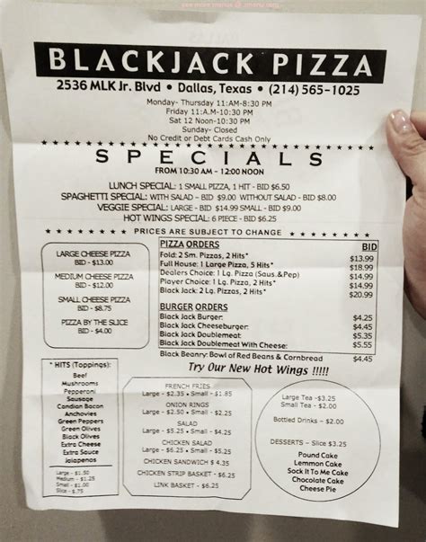 blackjack pizza dallas menu  2536 Martin Luther King Jr Blvd, Dallas